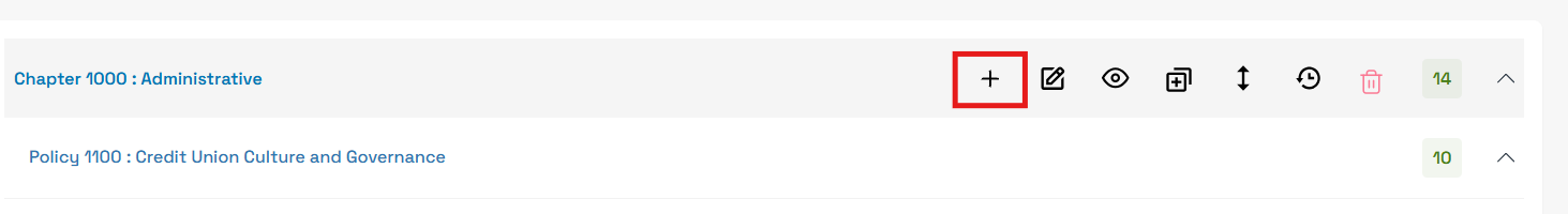 Adding policy using plus sign